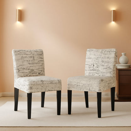 Modern White Armless Accent Chairs Set of 2-0