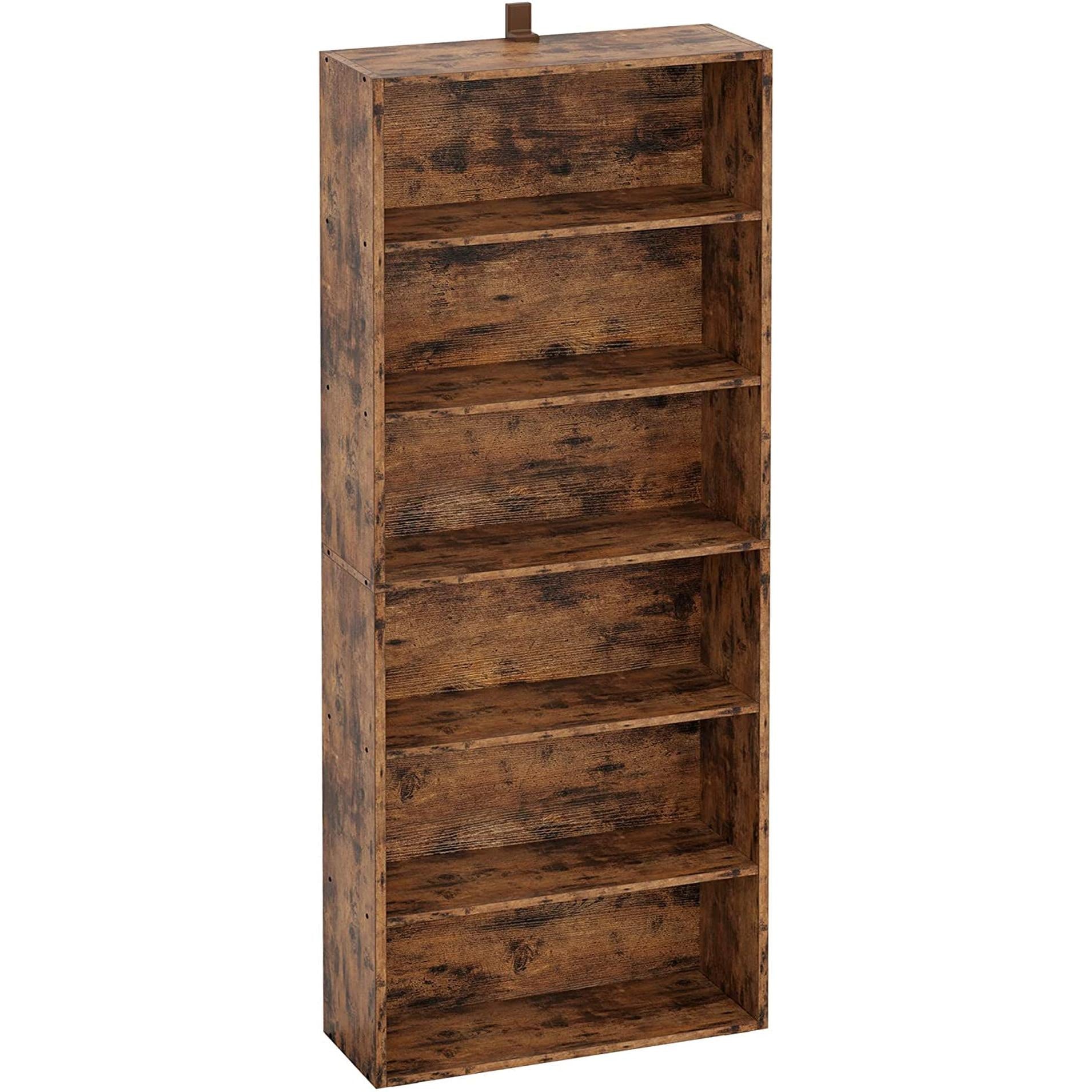 Vintage Brown 6-Shelf Floor Bookcase for Home-1