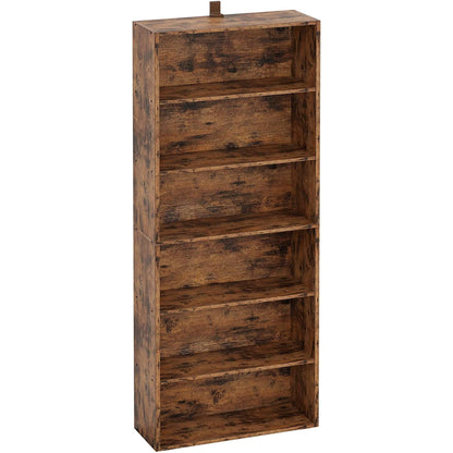 Vintage Brown 6-Shelf Floor Bookcase for Home-1