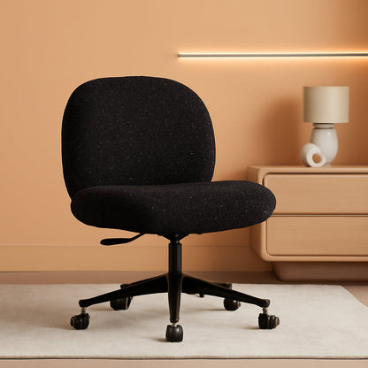 Wide Seat Swivel Office Chair, Locking Wheels, Black-0