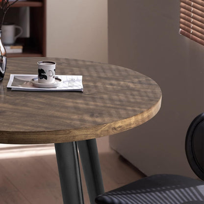 Contemporary Dining Table 31.5in Rustic Walnut Wood-3