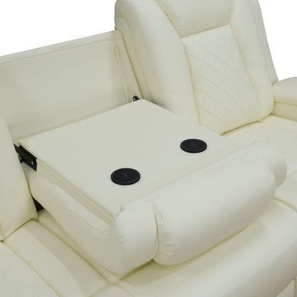 White Power Recliner Sofa LED, Wireless Charge, Table-2