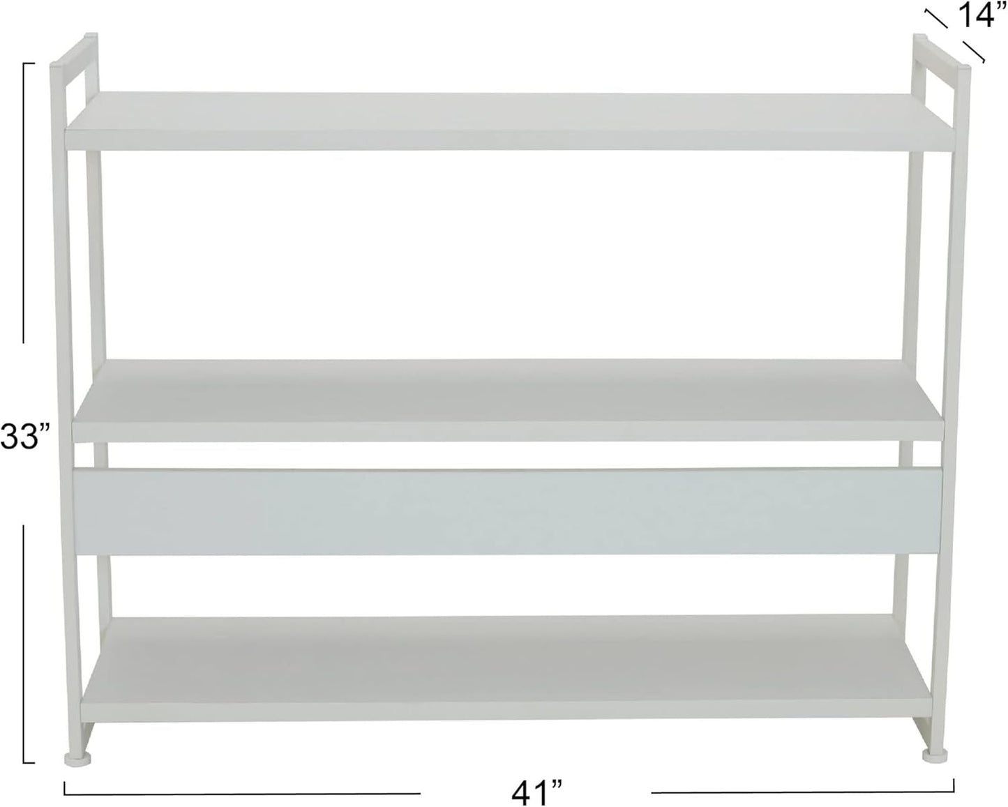 Jamestown Wide 3 Shelf Open Storage Bookshelf Scandinavian White and White Metal-2