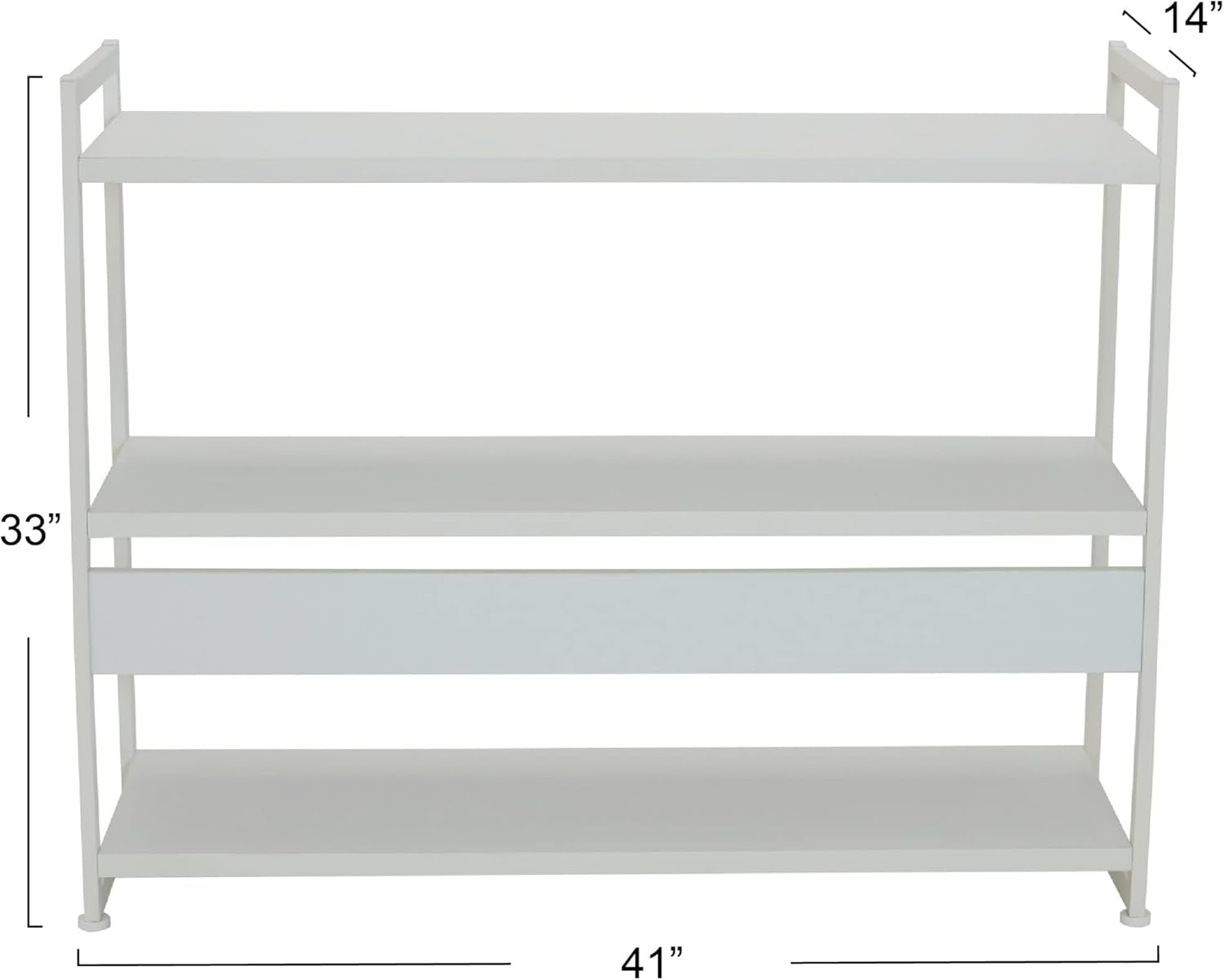Jamestown Wide 3 Shelf Open Storage Bookshelf Scandinavian White and White Metal-2