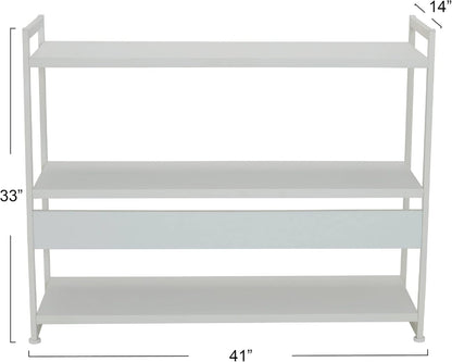 Jamestown Wide 3 Shelf Open Storage Bookshelf Scandinavian White and White Metal-2