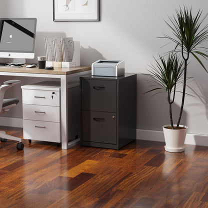 2 Drawer Filing Cabinet with Lock, Black Metal File Cabinets for Home Office, Light Duty Locking Vertical File Cabinet, Steel File Storage Cabinet for Hanging Letter Size File - Assembly Required-1