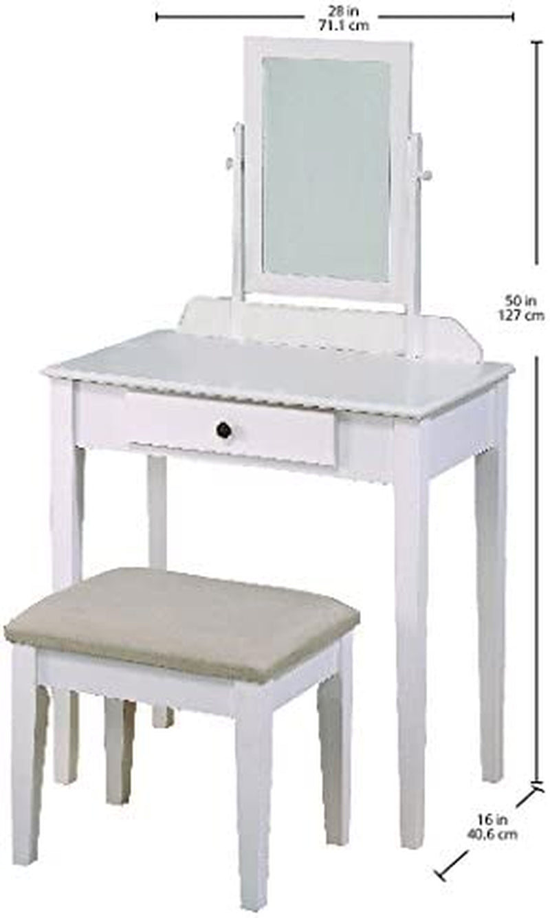 White Vanity Table and Stool Set-3