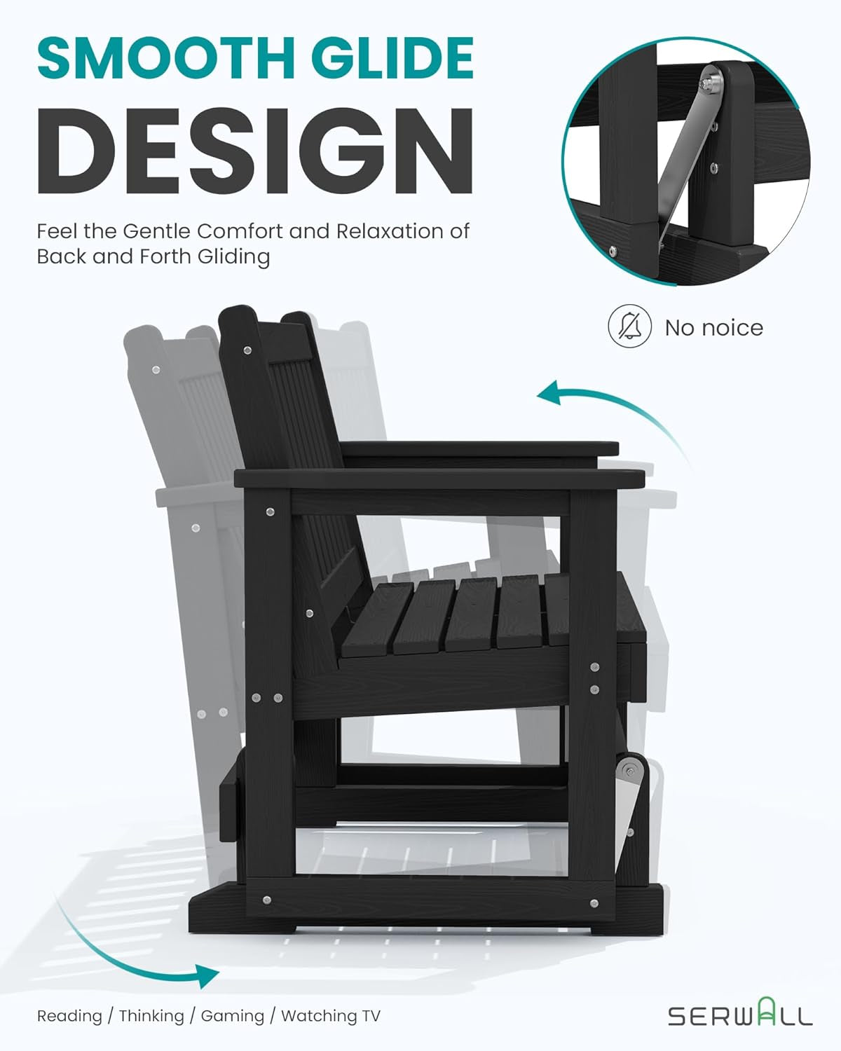 Two Person Outdoor Glider Bench Weather Resistant Comfortable-3