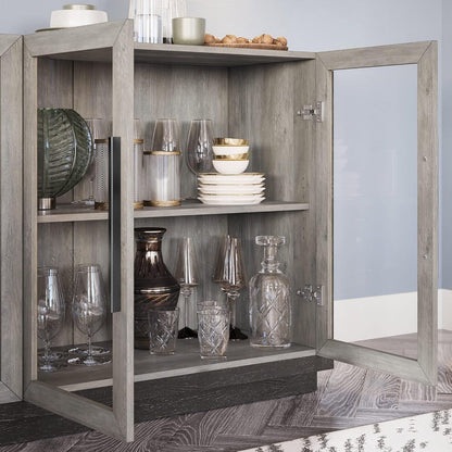 Sideboard Buffet Cabinet, Modern Wood Glass-Buffet-Sideboard with Storage, Console Table for Kitchen, Dining Room, Living Room, Hallway, or Entrance - Brixston (Grey)-4