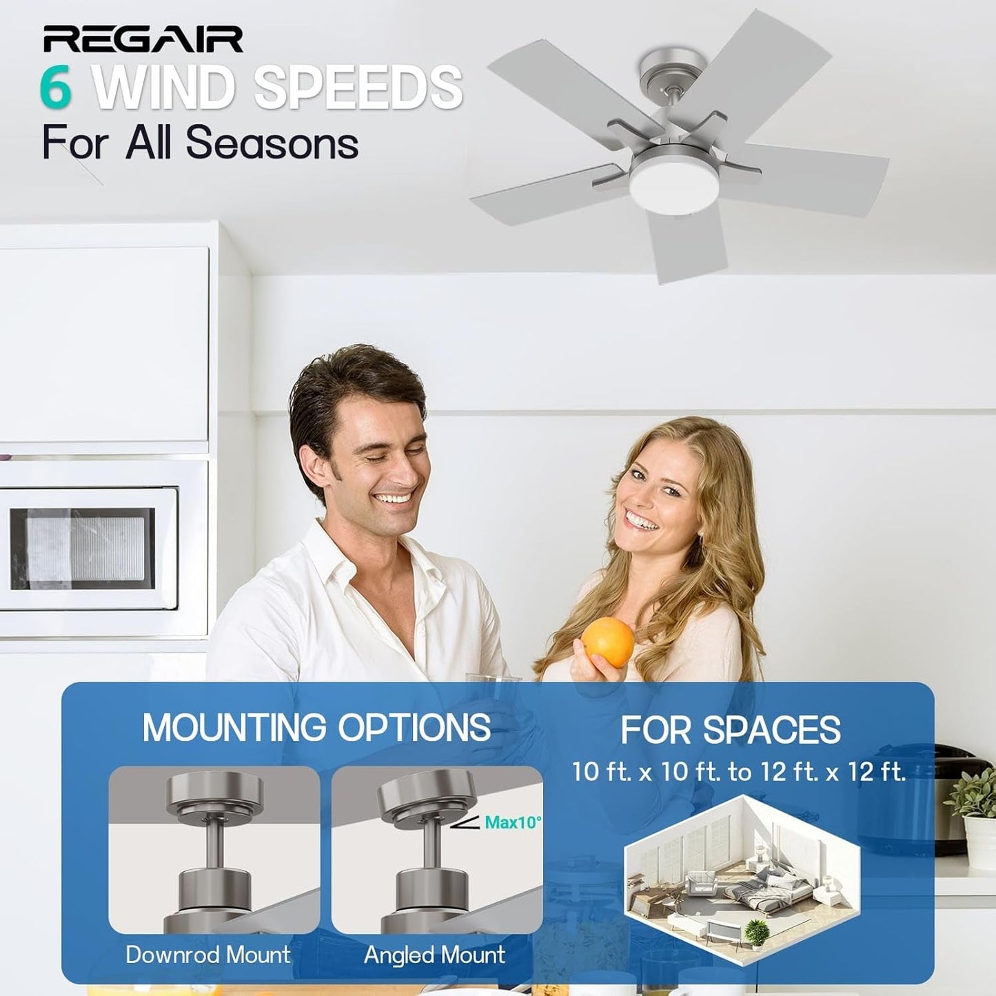 Ceiling Fan 32 Inch, Remote Control DC Motors, 3CCT 3000K-4000K-6500K Dimmable Timer Noiseless, Modern Nickel Compact Ceiling Fans with Light for Indoor & Outdoor-3