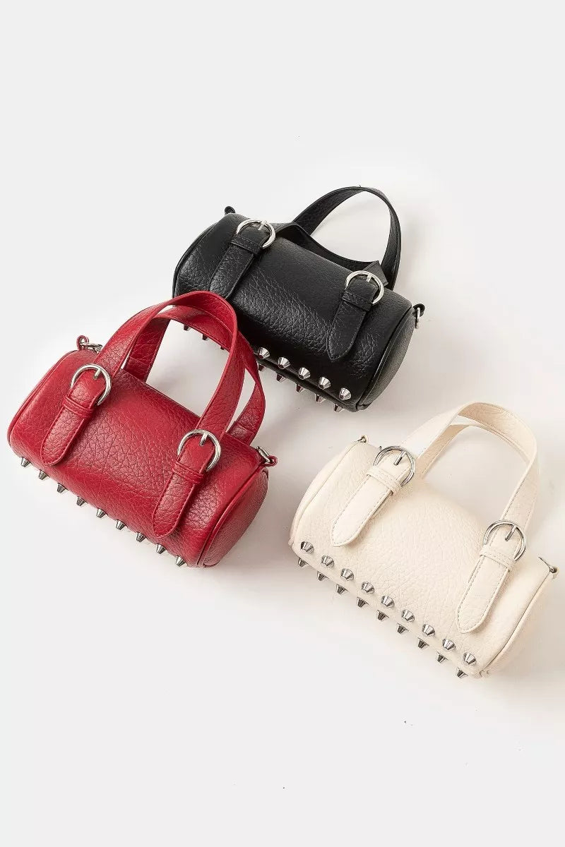 Fame Faux Leather Buckle Strap Cylinder Hand Bag