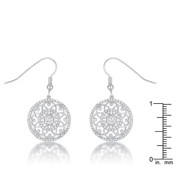 .95 Ct Interlocking Circle Rhodium and CZ Earrings - Earrings