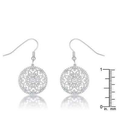 .95 Ct Interlocking Circle Rhodium and CZ Earrings - Earrings