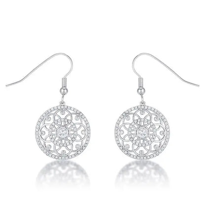 .95 Ct Interlocking Circle Rhodium and CZ Earrings - Earrings