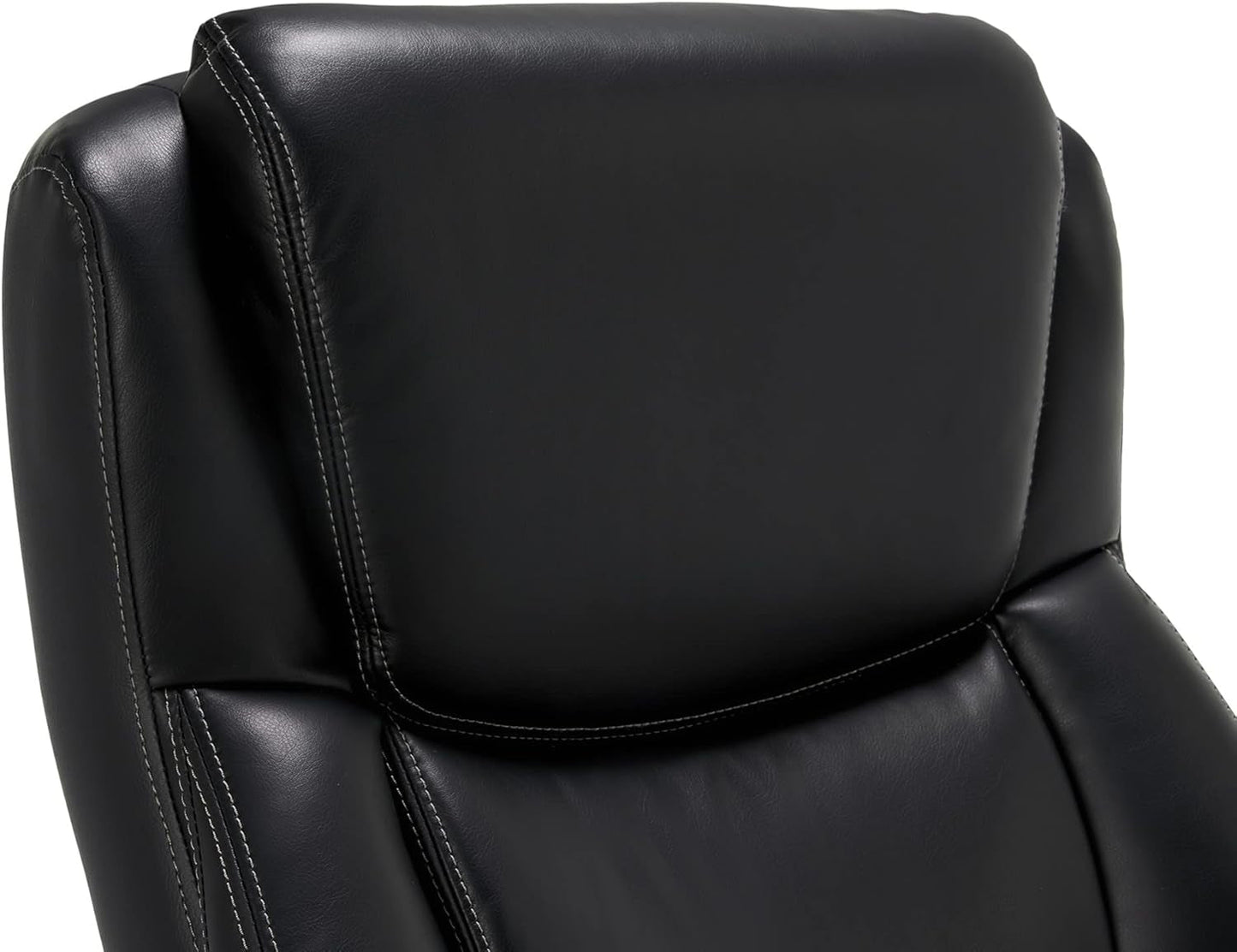 Delano Big & Tall Executive Office Chair, High Back Ergonomic Lumbar Support, Bonded Leather, Black with Mahogany Wood Finish-3