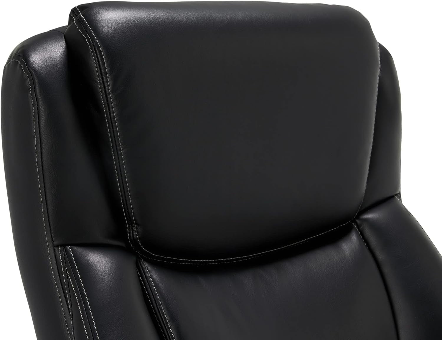 Delano Big & Tall Executive Office Chair, High Back Ergonomic Lumbar Support, Bonded Leather, Black with Mahogany Wood Finish-3