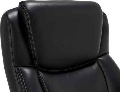 Delano Big & Tall Executive Office Chair, High Back Ergonomic Lumbar Support, Bonded Leather, Black with Mahogany Wood Finish-3