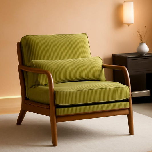 Corduroy Nightshade Green Armchair With Lumbar Pillow-0