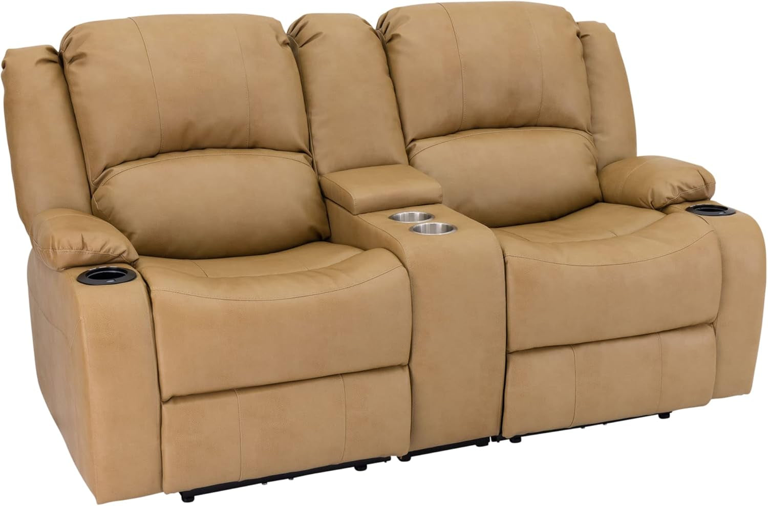 Charles 67" Powered Double RV Wall Hugger Recliner Sofa RV Loveseat with Upgraded 2023 Fabric (Toffee)-0