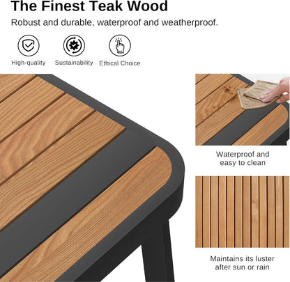 Elegant Outdoor Dining Set with Teak Wood and Aluminum-1