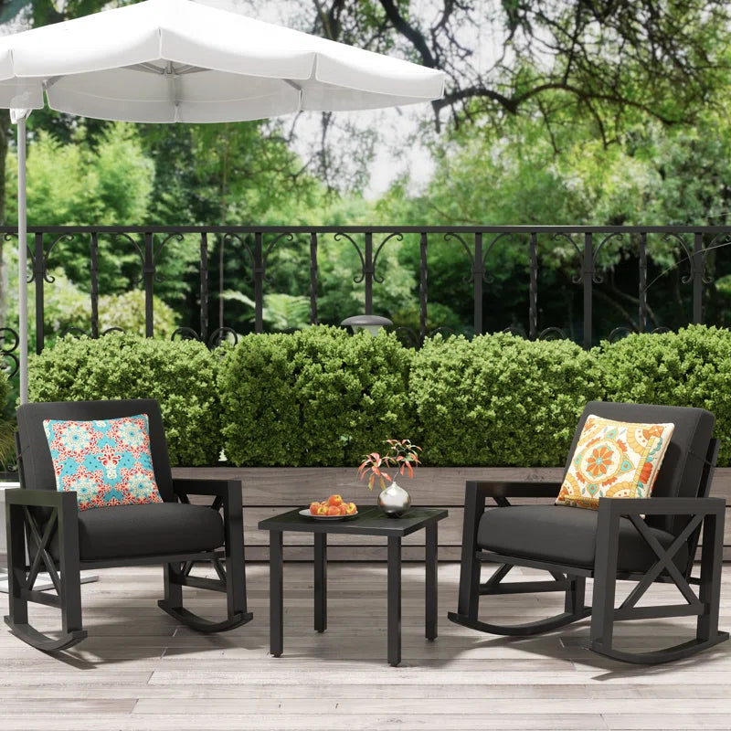 Outdoor Metal Frame Conversation Set With Thick Cushions-1