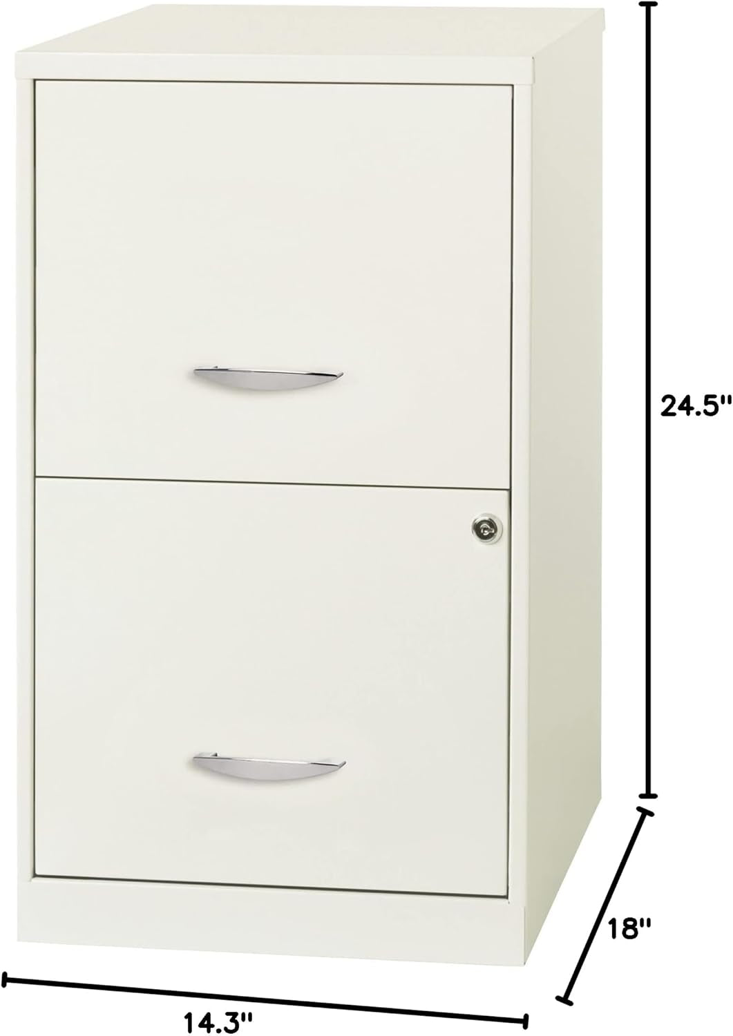 2-Drawer File Cabinet, 14.2" X 18" X 24.5", White-2
