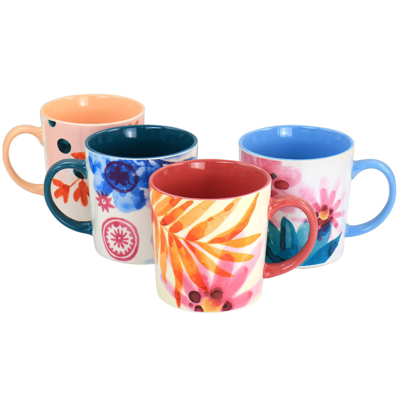 Spice by Tia Mowry Goji Blossom Fine Ceramic 4 Piece 17oz Mug Set in Multi Color-0