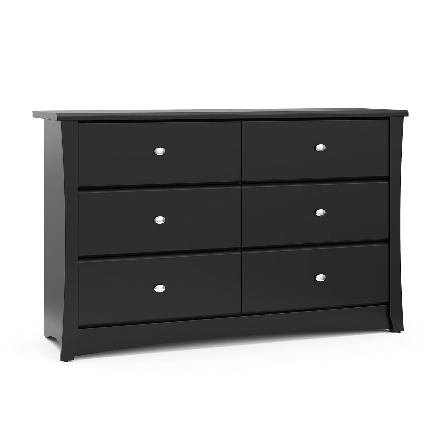 Crescent 6 Drawer Double Dresser (Black) – GREENGUARD Gold Certified, Dresser for Nursery, 6 Drawer Dresser, Kids Dresser, Nursery Dresser Drawer Organizer, Chest of Drawers-0
