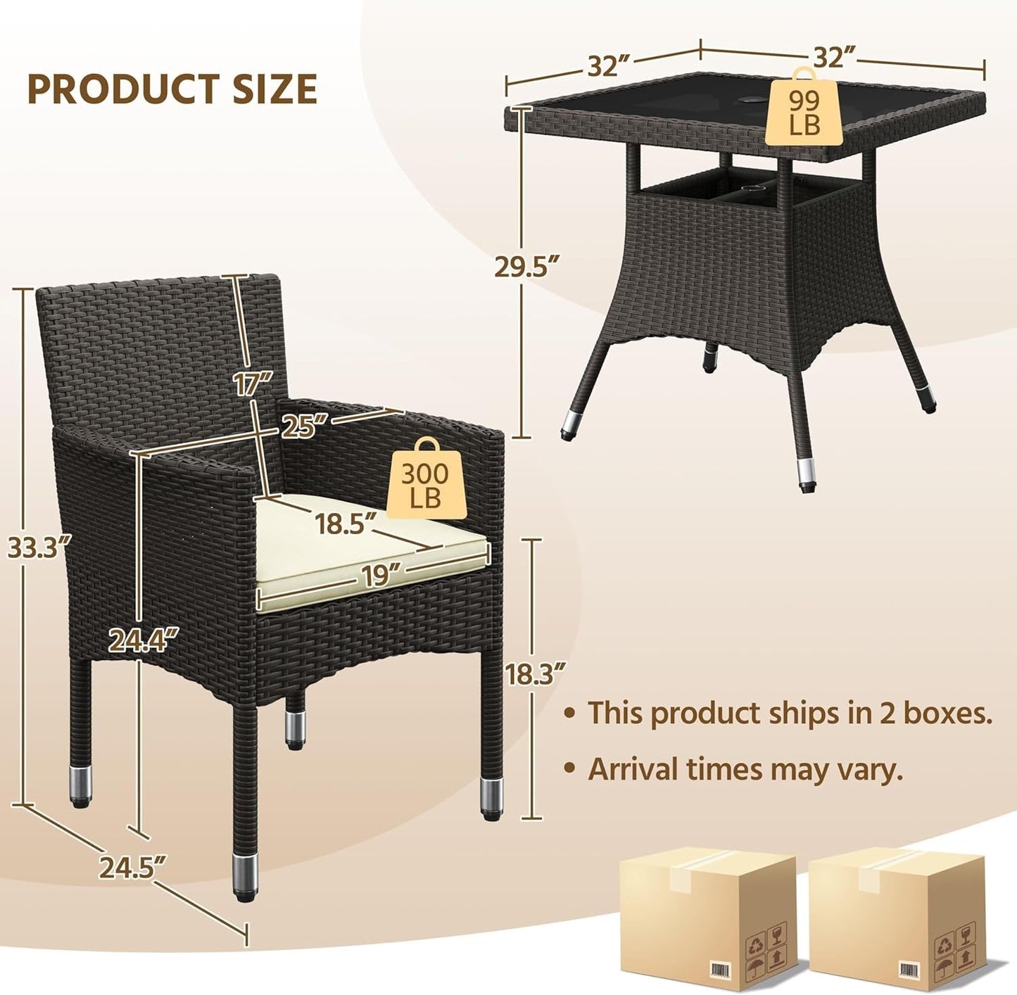 Five Piece Outdoor Rattan Furniture Set with Umbrella-2