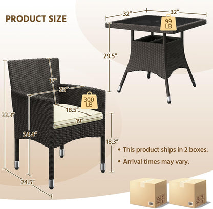 Five Piece Outdoor Rattan Furniture Set with Umbrella-2