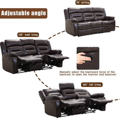3-Seat Home Theater Recliner Sofa Set, Gray-2