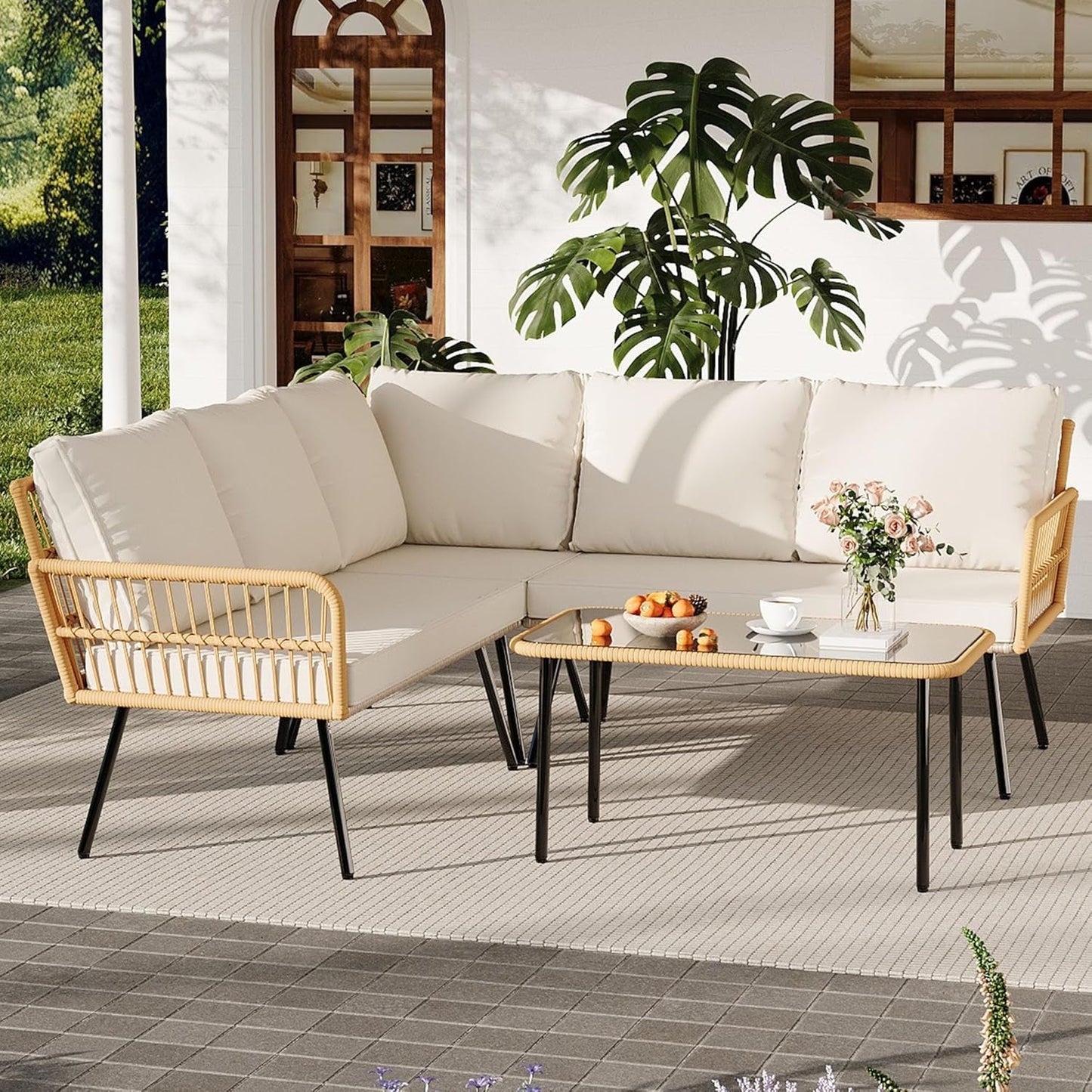 Wicker Patio Furniture Set with Cushions for Outdoor-3