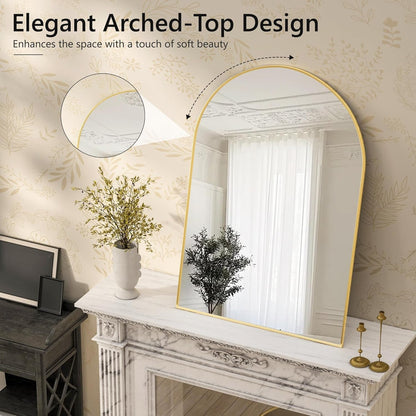 Gold Arched Wall Mirror: Bathroom, Vanity, Living Room-4