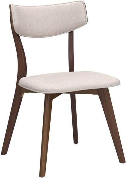 Mid-Century Walnut Finished Frame Dining Chairs (Set of 2) (Light Beige)-2