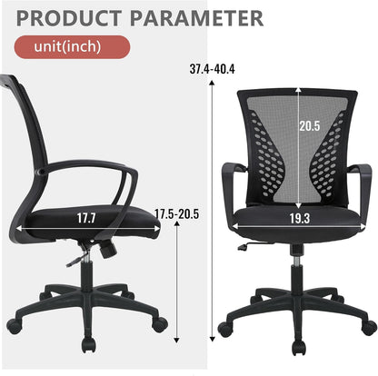 Office Computer Gaming Chair Ergonomic Mesh Desk Chair Adjustable Video Game Chairs with 360 Degrees Swivel Wheels Armrest Lumbar Support for Home Office,Black-2