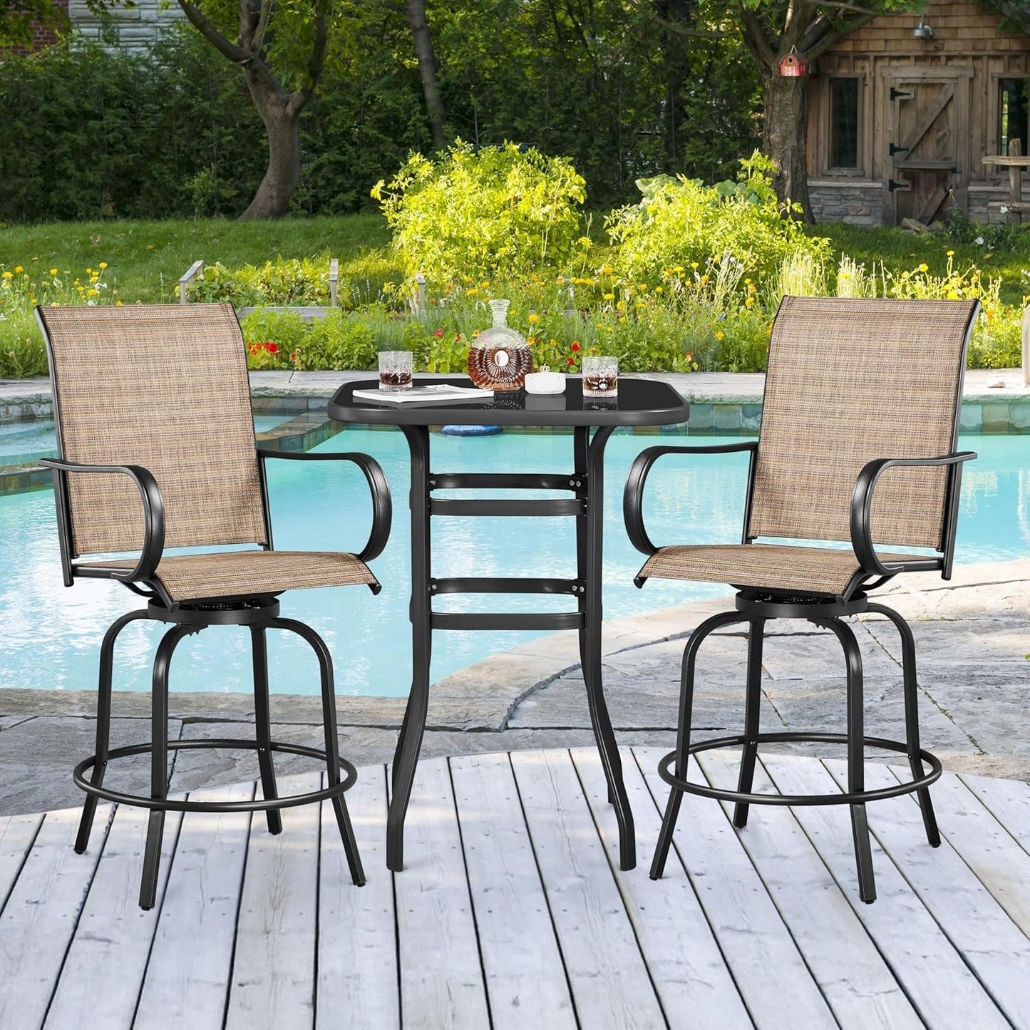 Outdoor Swivel Barstools Set of Four for Comfort-3