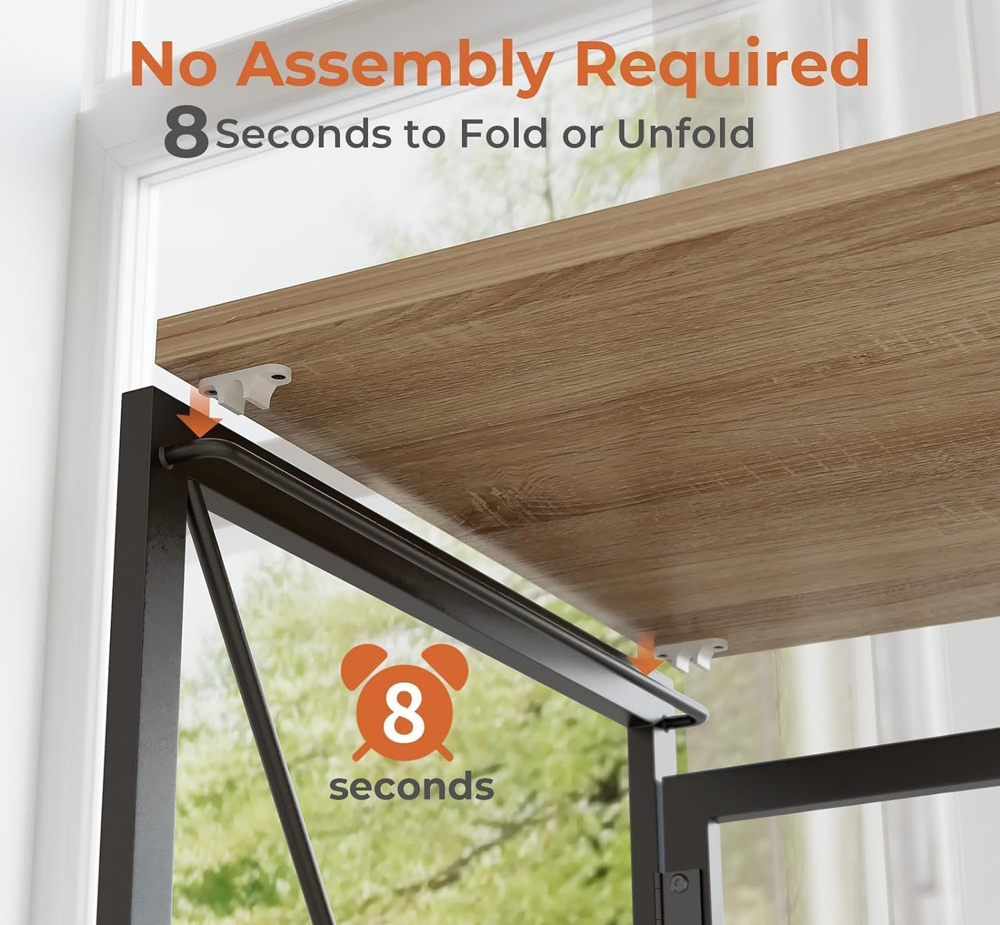 Small Folding Desk 39.4 Inch Foldable Computer Desks, Spaces Saving Writing Table for Bedroom, Home Office, Dorm, Apartment, Kids, Beech-4