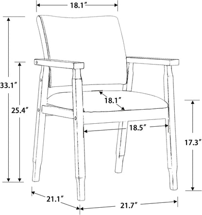 Mid Century Modern Walnut Dining Chairs Wood Arm Beige Fabric Kitchen Cafe Living Room Decor Furniture-1