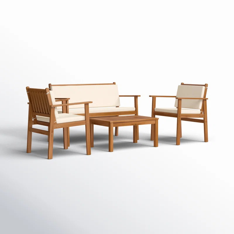 Acacia Wood Outdoor Conversation Set With Cushions Patio-1