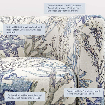 Blue Coral Barrel Chair With Soft Padding Living Room-3