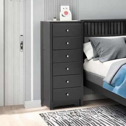 Sonoma 6 Drawer Dresser for Bedroom, Tall Chest of Drawers, Bedroom Furniture, Clothes Storage and Organizer, 19" D X 23.25" W X 52.75" H, Black-4