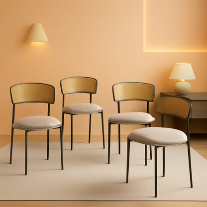 Gray Rattan Back Mid-Century Modern Dining Chairs Set-0