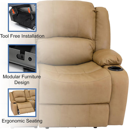 Charles 67" Powered Double RV Wall Hugger Recliner Sofa RV Loveseat with Upgraded 2023 Fabric (Toffee)-2