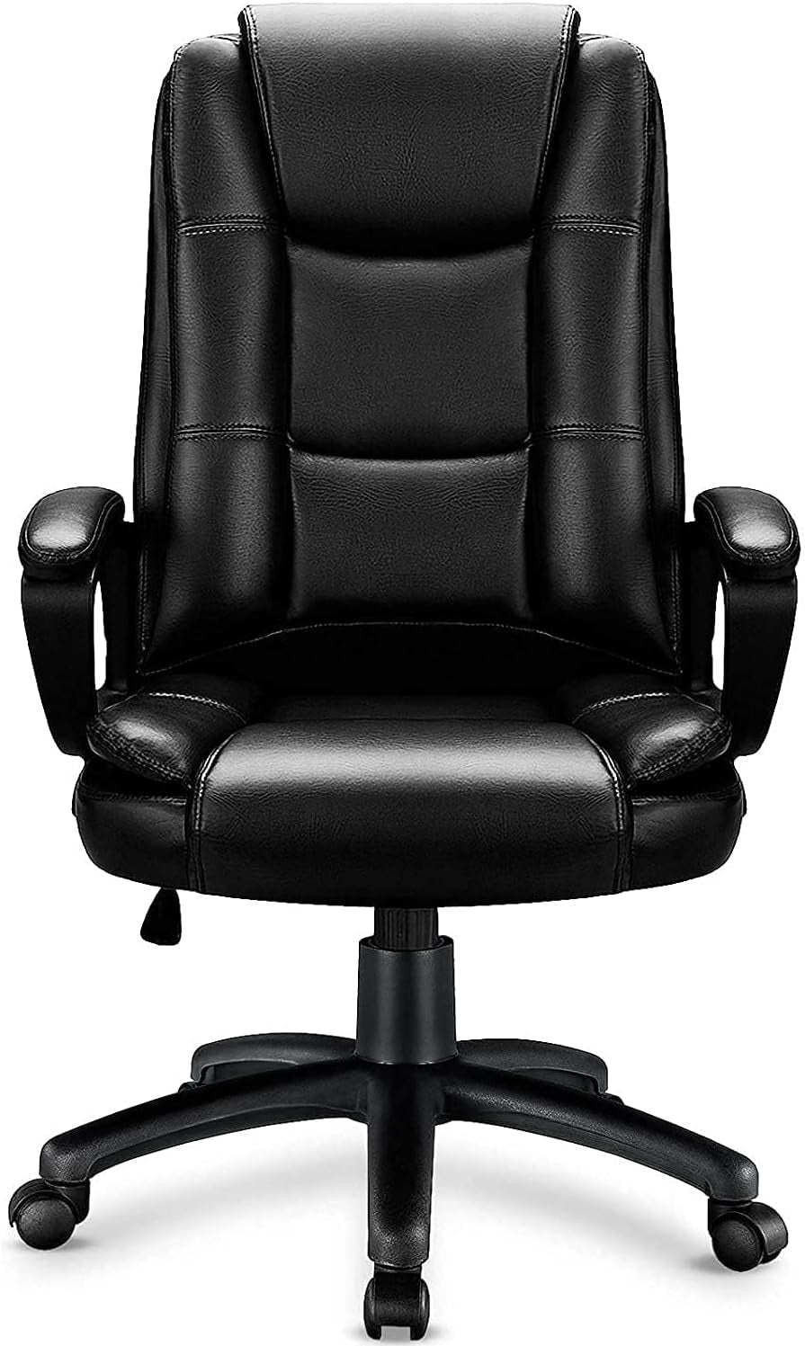 Home Office Chair, 400LBS Big and Tall Chair Heavy Duty Design, Ergonomic High Back Cushion Lumbar Back Support, Computer Desk Chair, Adjustable Executive Leather Chair with Armrest-0