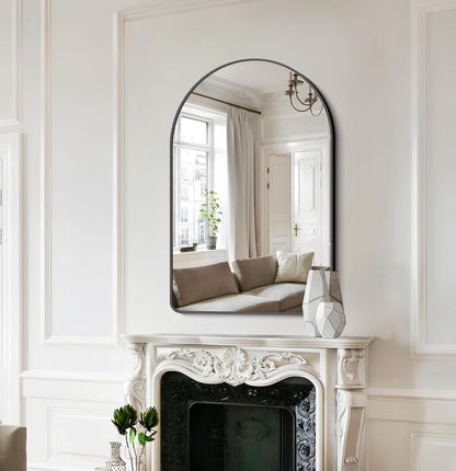 Arched Bathroom Mirror 24X36 Inch,Bathroom Mirror Wall Mounted Modern Black Aluminum Alloy Frame Decor Dresser Mirror for Bedroom Living Room Entryway, Hanging or Leaning against Wall-3
