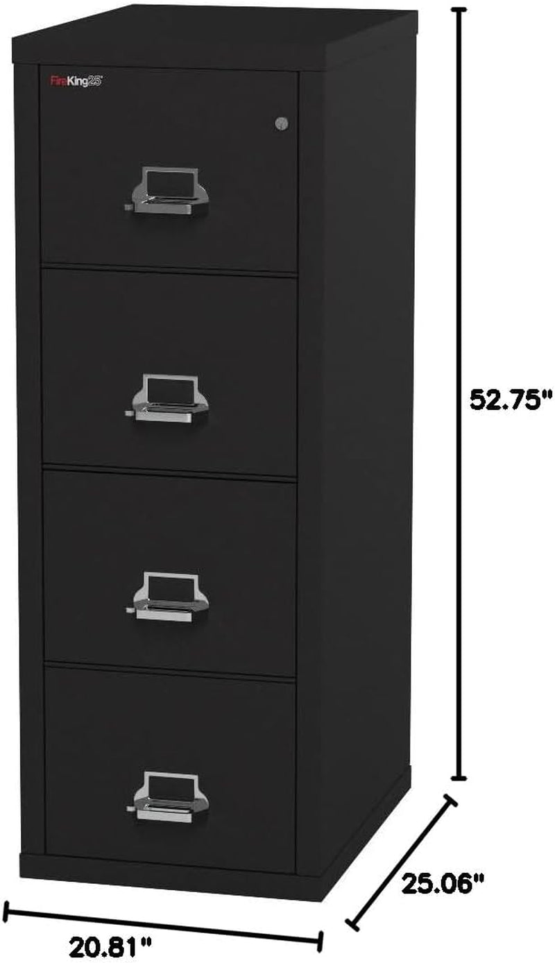 Vertical 4 Drawer Legal Fire Safe File Cabinet with Key Lock, 1 Hour Fire Rated, UL Rated & Water Resistant Home Safe, Made in the USA, Black-1