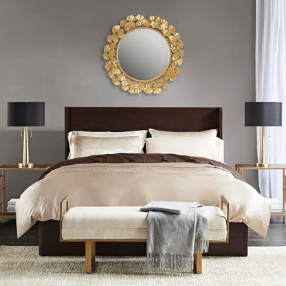 Wall Décor Large round Living Room Iron Metal Mirrors Ready to Hang Bedroom Decoration, 30.5"" X 30.5"", Eden Gold (MT160-0021)-1