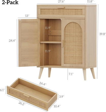 Natural Rattan Storage Cabinet Buffet Sideboard Drawers-1