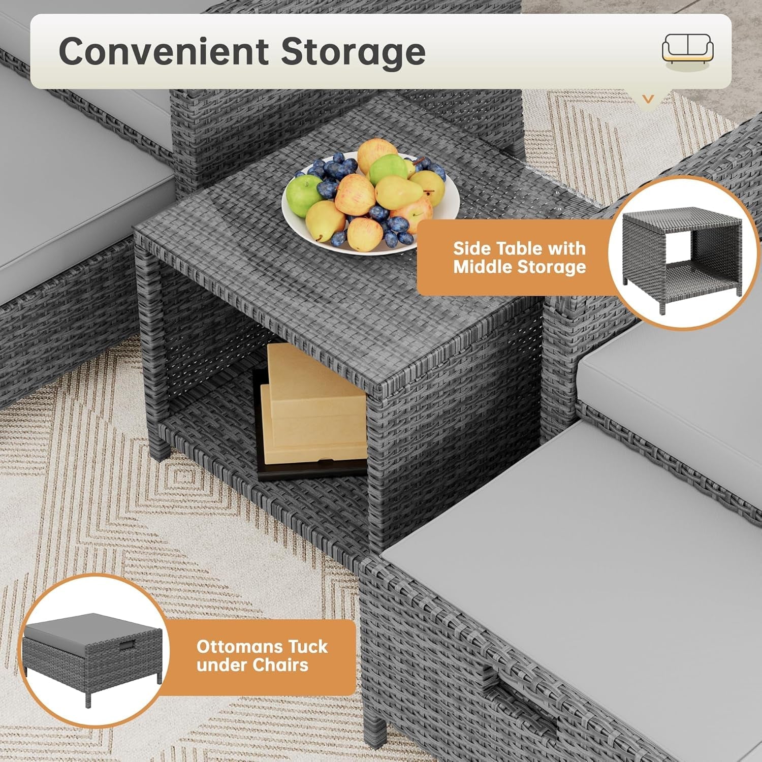 Sturdy Five Piece Patio Conversation Set With Cushions-2