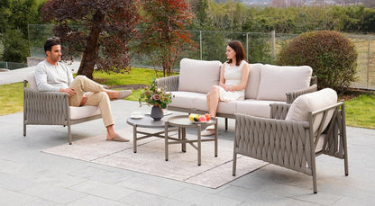 Modern 5-Piece Outdoor Sofa Set with Waterproof Cushions-4
